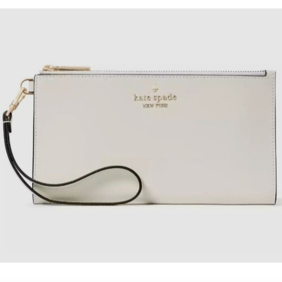 NWT New Kate Spade Madison Double Zip Medium Leather Wristlet Wallet Chalk White - Picture 1 of 5